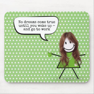 Mousepad Vestir Garota com Mug de Café e Cotação