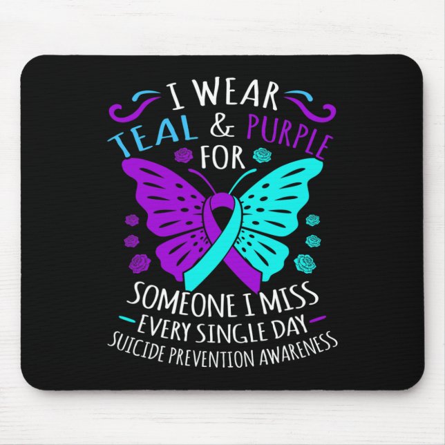 Mousepad Vestir Teal E Roxo Feliz Sensibilização Suicida Su (Frente)
