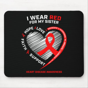 Mousepad Vestuário Mulheres Irmã Doença Cardíaca Vermelha A