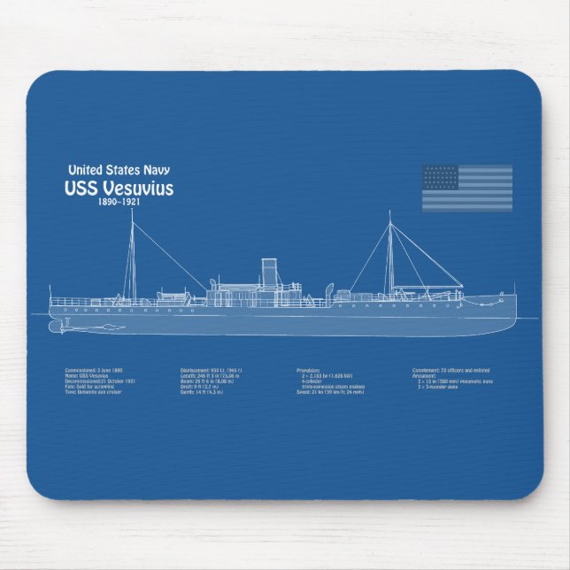 Mousepad Vesúvio USS - ABD Planos de Impressão de Plano de  (Frente)