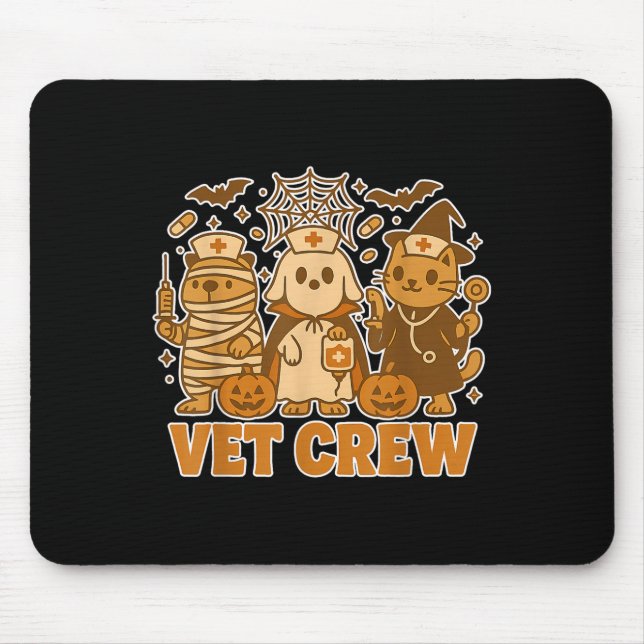 Mousepad Vet Crew Halloween Cão Gato Capybara Pet Te (Frente)