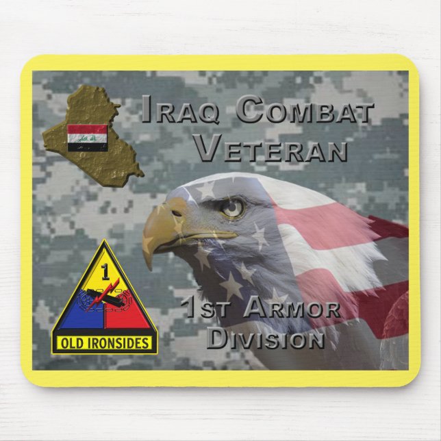 Mousepad Veterano de Combate da 1ª Divisão Blindada no Iraq (Frente)