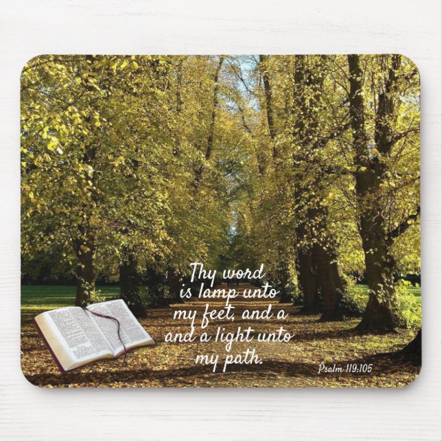 Mousepad Via e Bíblia do outono iluminado por Sol (Frente)