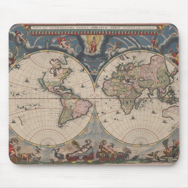 Mousepad Viagem Antiquado do Mundo do Mapa (Frente)