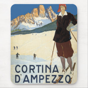 Mousepad Viagem Clássica Cortina d'Ampezzo, Itália Esqui Al
