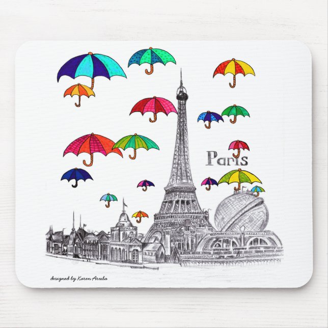 Mousepad Viagem com a torre de Paris Effiel dos (Frente)