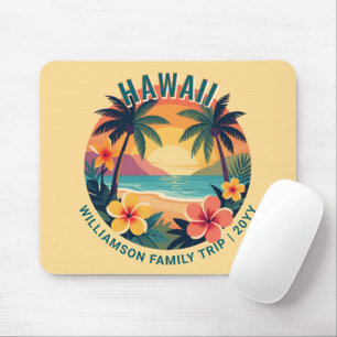 Mousepad Viagem de Família Férias Tropicais Retrô Personali
