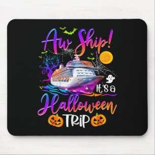 Mousepad Viagem de Halloween da Família da Tripulação de Cr