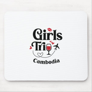 Mousepad Viagem de meninas de vinho fofo Camboja Viagem Fér