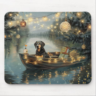 Mousepad Viagem Festiva de Natal do Bluetick Coonhound