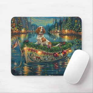 Mousepad Viagem Festiva de Natal do Brittany Spaniel