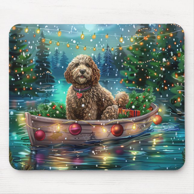 Mousepad Viagem Festiva de Natal do Cockapoo (Frente)
