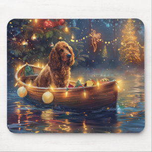 Mousepad Viagem Festiva de Natal do Cocker Spaniel