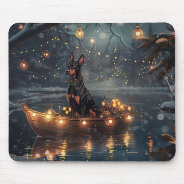 Mousepad Viagem Festiva de Natal do Doberman (Frente)