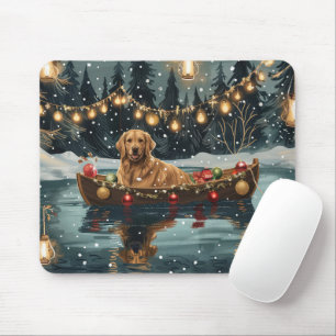 Mousepad Viagem Festiva de Natal do Golden Retriever