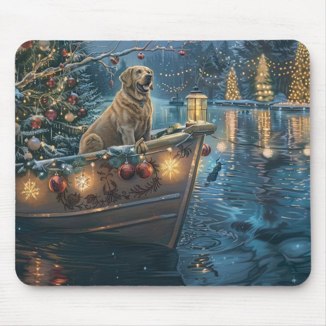 Mousepad Viagem Festiva de Natal do Labrador (Frente)