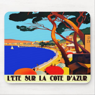Mousepad Viagem francês Vintage Cote D'Azur