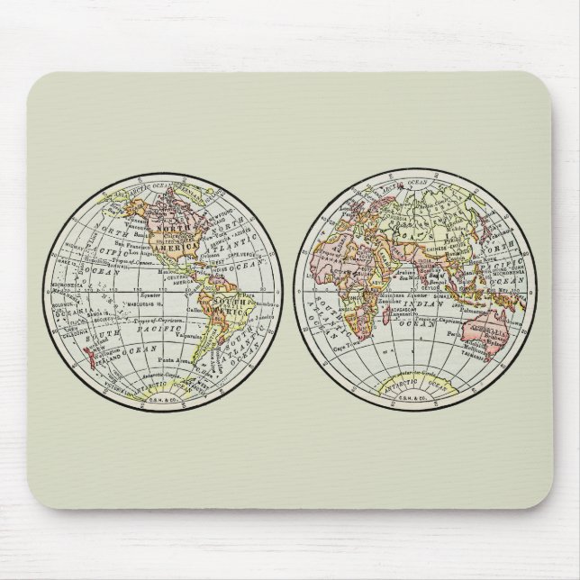 Mousepad Viagem Globe Map Earth 1916 World Atlas (Frente)