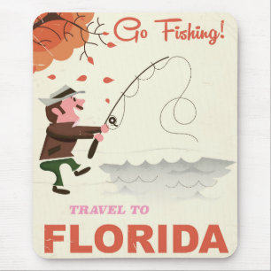 Mousepad Viagem para impressão de pesca vintage na Flórida