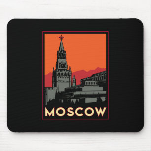Mousepad viagem retro do art deco de Moscovo Rússia kremli