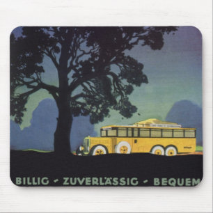 Mousepad Viagens Antigas, Alemanha, Ônibus Amarelo à Noite