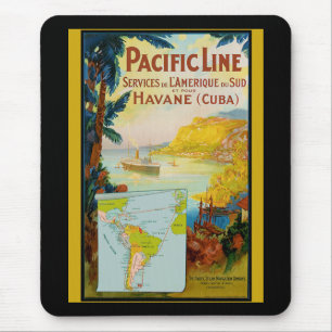 Mousepad Viagens vintage da Linha do Pacífico