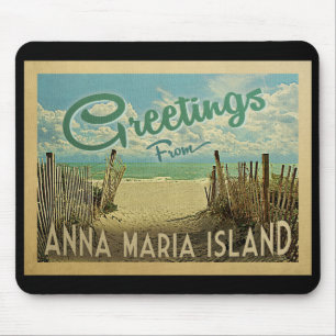 Mousepad Viagens vintage da praia da ilha de Anna Maria