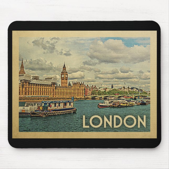 Mousepad Viagens vintage de Londres Inglaterra (Frente)