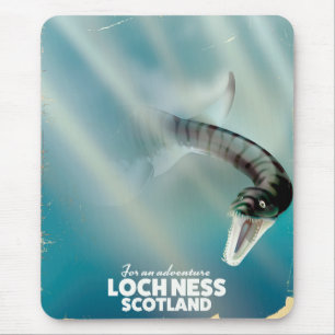 Mousepad viagens vintage de poster do monstro de Loch Ness
