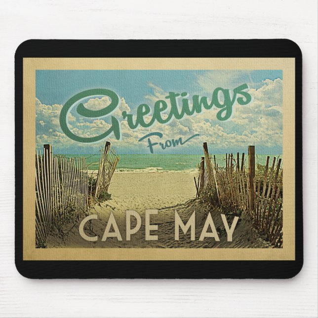 Mousepad Viagens vintage de praia de Cape May (Frente)