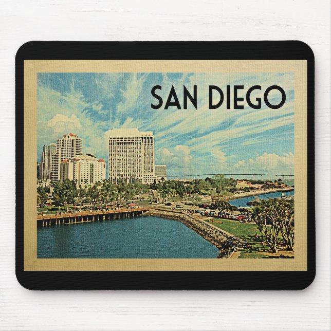 Mousepad Viagens vintage de San Diego Califórnia (Frente)