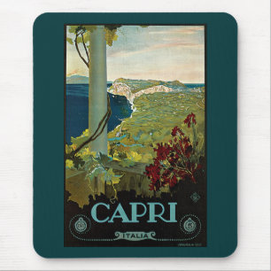 Mousepad Viagens vintage, ilha costa de Capri, Italia