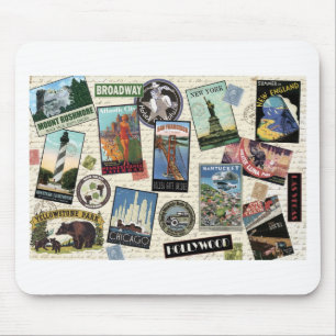 Mousepad viagens vintage moderna dos EUA