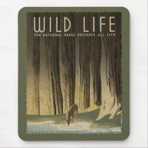Mousepad Viagens vintage - Vida selvagem por volta de 1934