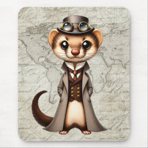 Mousepad Viajante Mundial Furão Vitoriano Steampunk