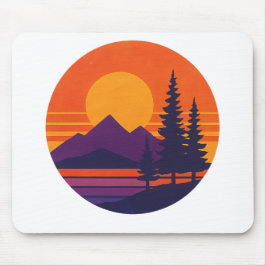 Mousepad Vibes da Natureza do Pôr do Sol Retrô | Estética V