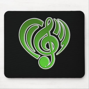 Mousepad Vibrações Amor Musical Coração Verde Nota Musical 