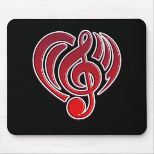 Mousepad Vibrações Amor Musical Coração Vermelho Nota Music