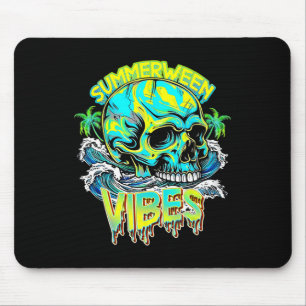 Mousepad Vibrações de Summerween Caveira Terror Praia Olá V