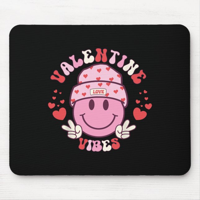 Mousepad Vibrações de Valentim Groovy Rosto Sorridente Dia  (Frente)