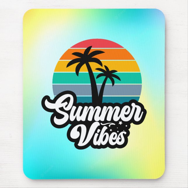 Mousepad Vibrações de Verão com Design de Palmeiras (Frente)