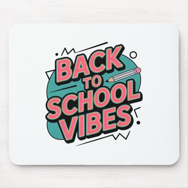 Mousepad Vibrações de Volta às Aulas Lápis Retro Primeiro D (Frente)