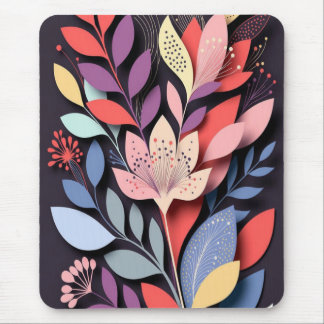 Mousepad Vibrant Botanical Paper-Cut Bloom