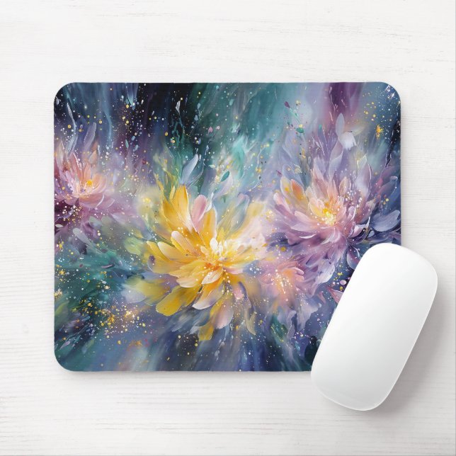 Mousepad Vibrant Floral Abstract Painting with Explosion (Com mouse)