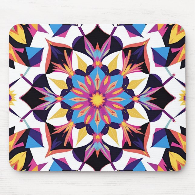 Mousepad Vibrant Kaleidoscope Mandala Pattern (Frente)