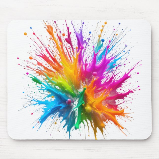 Mousepad Vibrant Rainbow Paint Splatter Explosion (Frente)