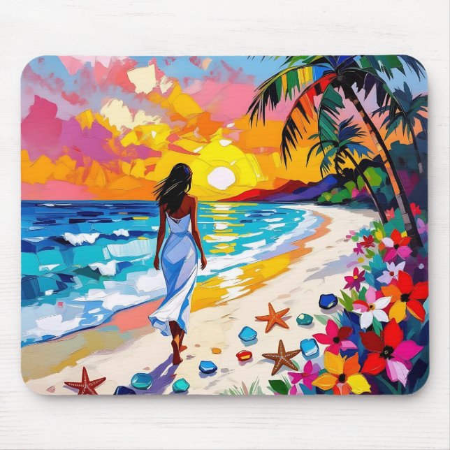 Mousepad Vibrant Sunset Abstract Beach Scene   (Frente)