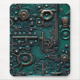 Mousepad Victorian Steampunk Gear Emerald Green