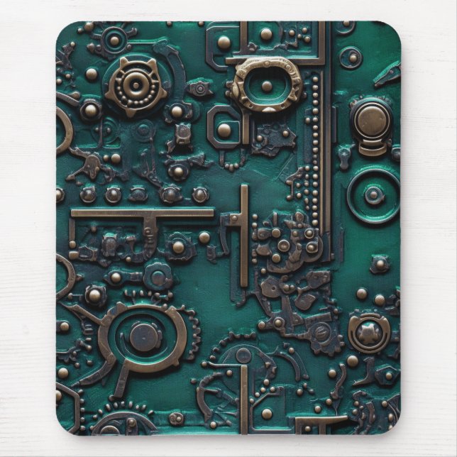 Mousepad Victorian Steampunk Gear Emerald Green (Frente)