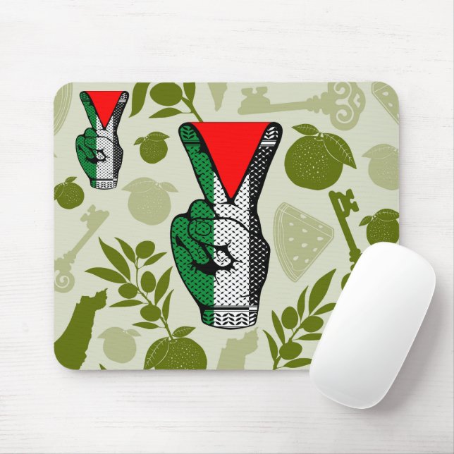 Mousepad Victory Sign Hand Resistance Red Triangle Symbol (Com mouse)